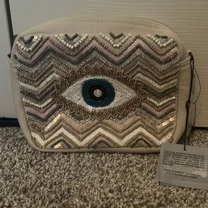 America & Beyond Embellished Hand Beaded Evil Eye Clutch
